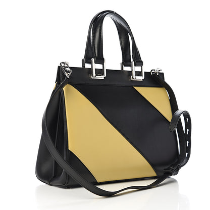 Gucci Smooth Calfskin Diagonal Striped Small Zumi Top Handle Bag Black Beige 2 of 11