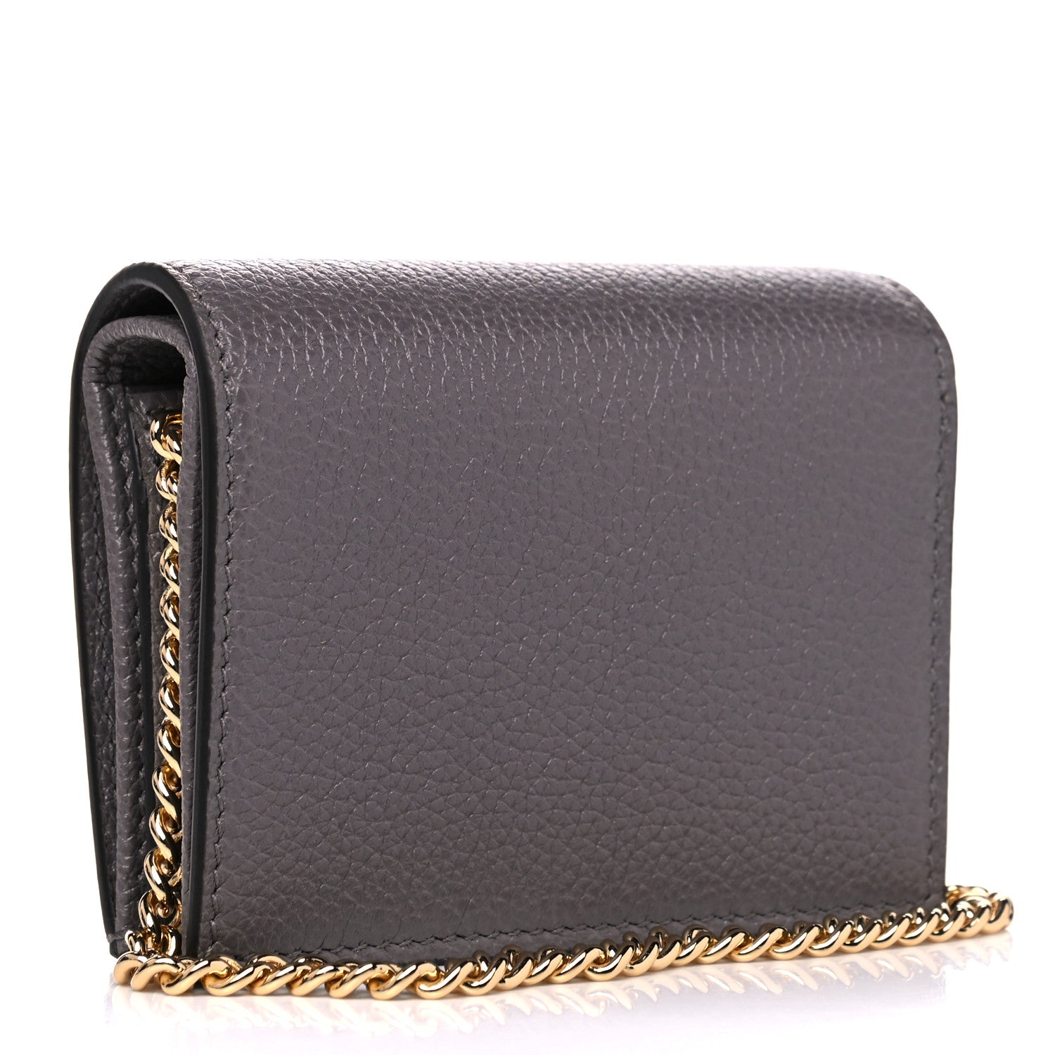 Gucci Grainy Calfskin Zumi Chain Card Case Wallet Dusty Grey 3 of 9