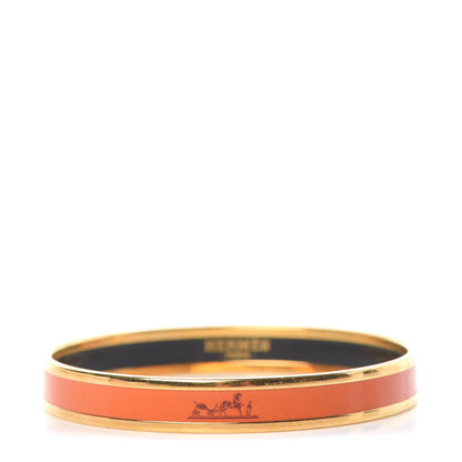 Hermes Enamel Printed Narrow Caleche Bracelet 65 Orange 1 of 5