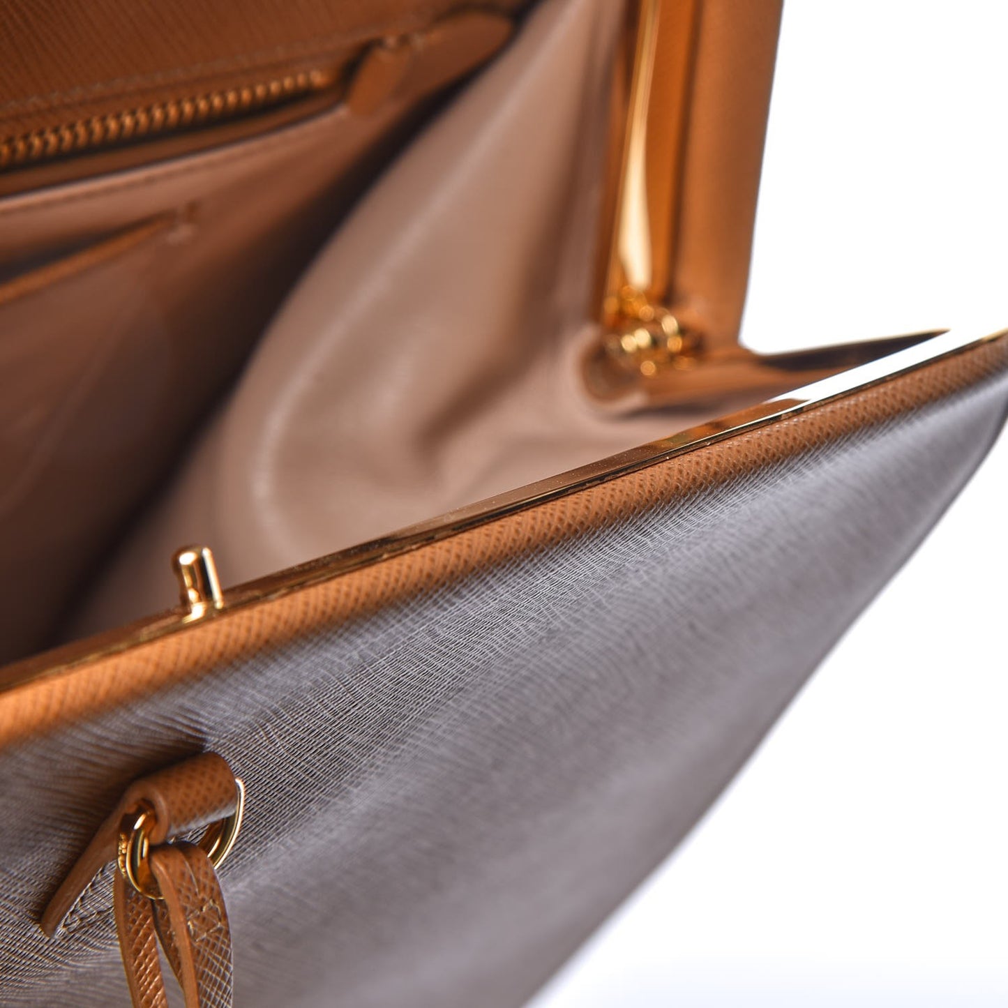 Saffiano Lux Framed Bag Caramel