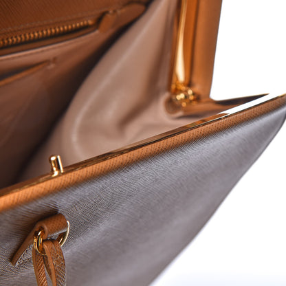 Prada Saffiano Lux Framed Bag Caramel 8 of 8