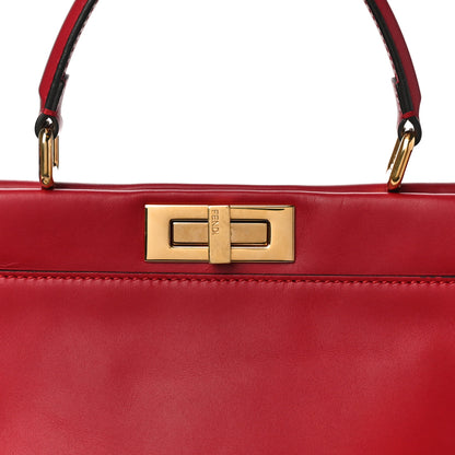 Fendi Vitello Morgan Fabric Jacquard Pequin Medium Peekaboo Iconic Satchel Mattone Tobacco Black 7 of 9