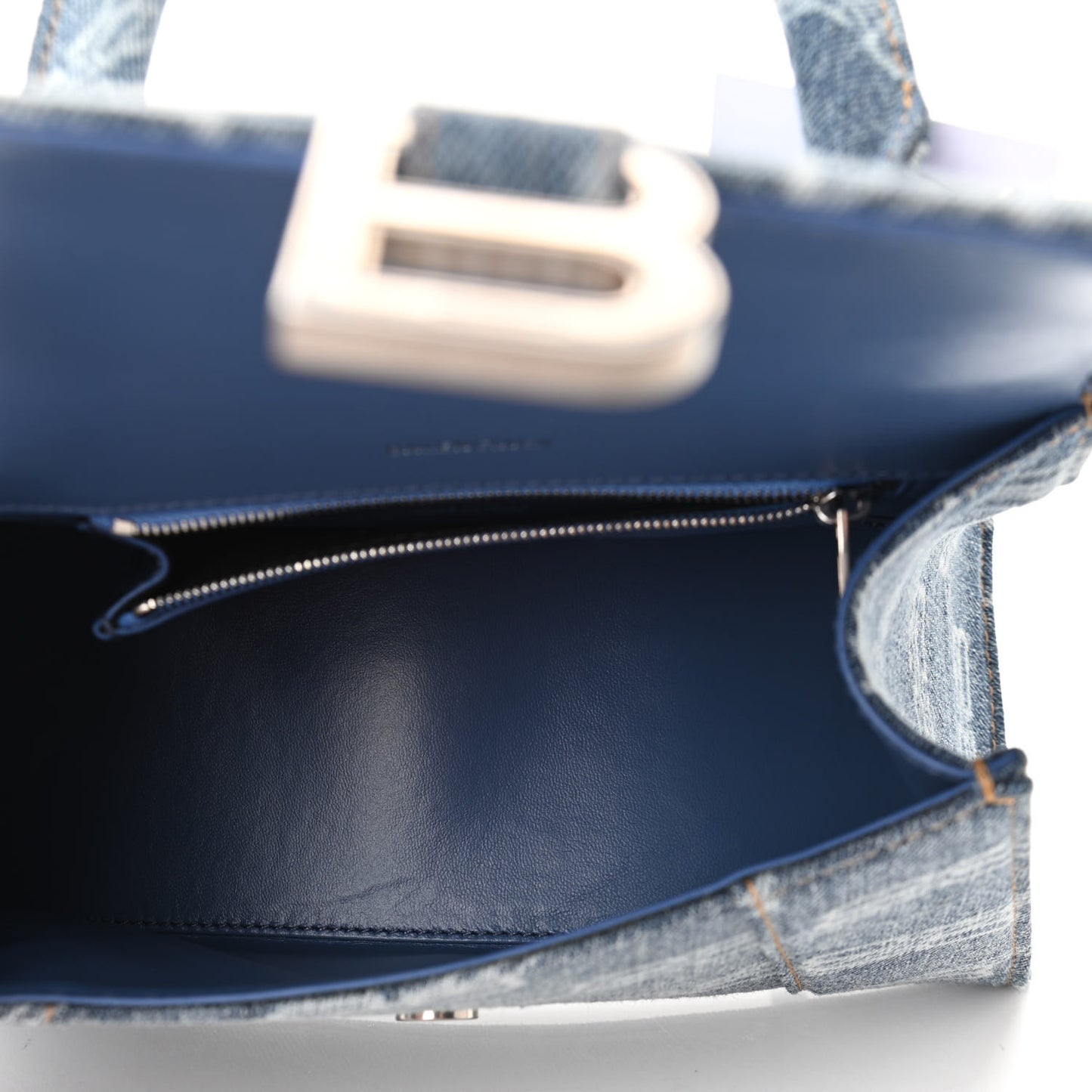 Denim BB Monogram Small Hourglass Top Handle Bag Blue