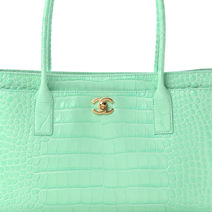 Chanel Calfskin Crocodile Embossed Archetype Small Shopping Tote Green 8 of 11