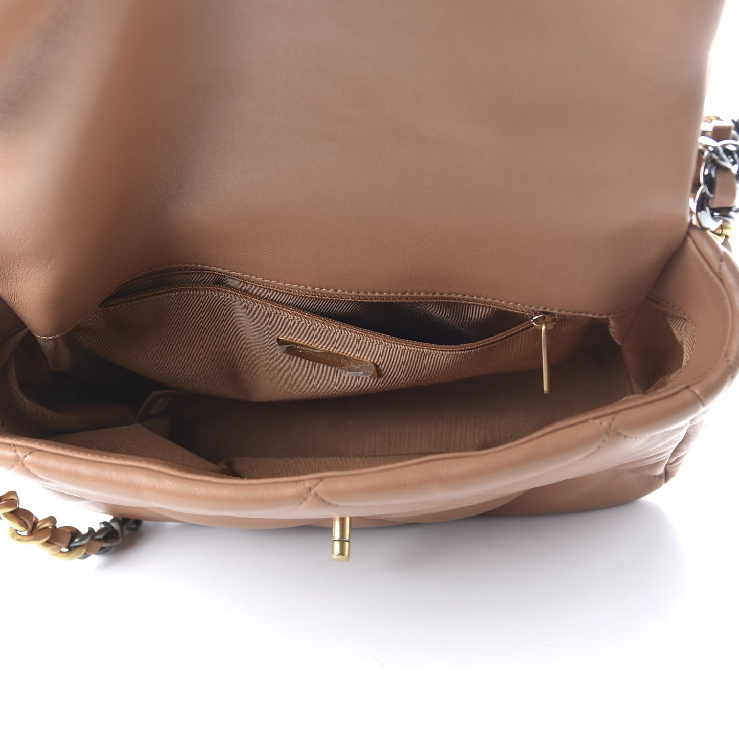 Lambskin Quilted Large 19 Flap Brown