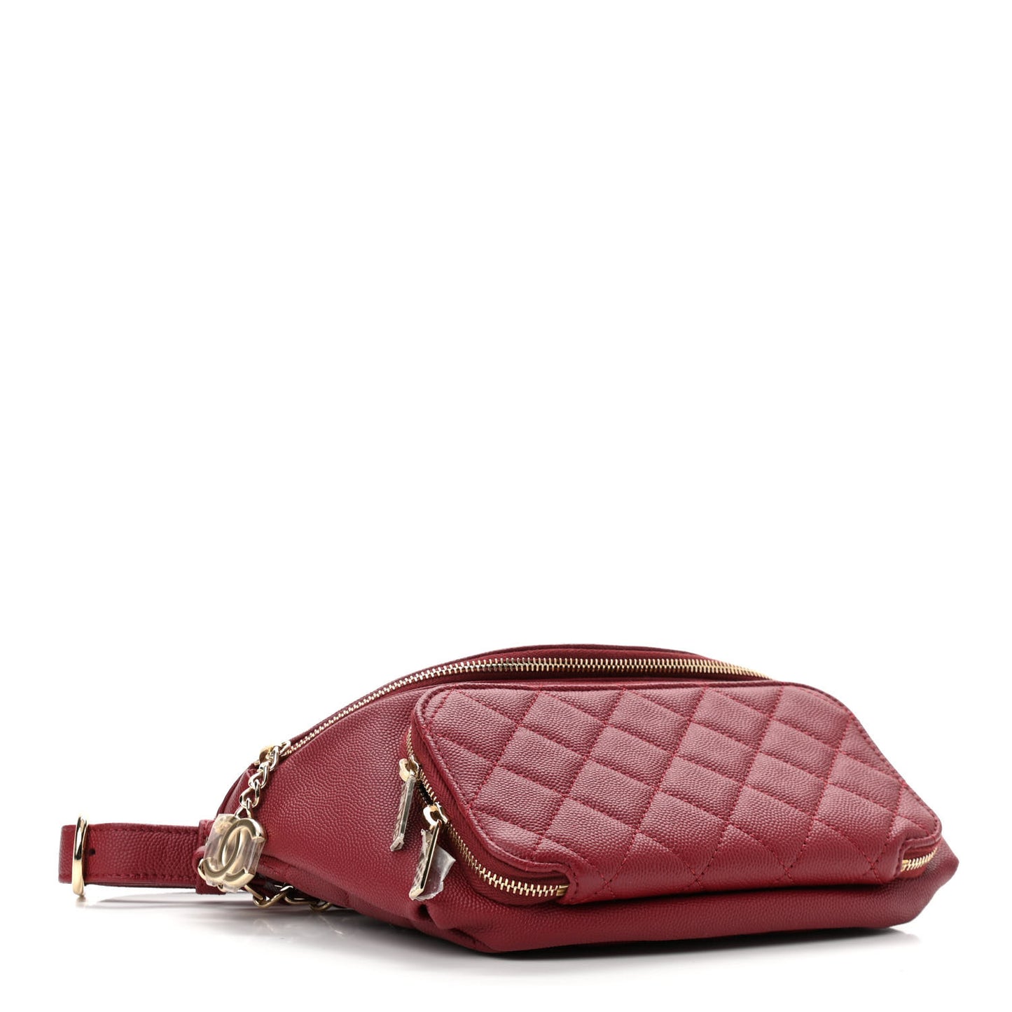 Caviar Quilted Business Affinity Waist Belt Bag Burgundy