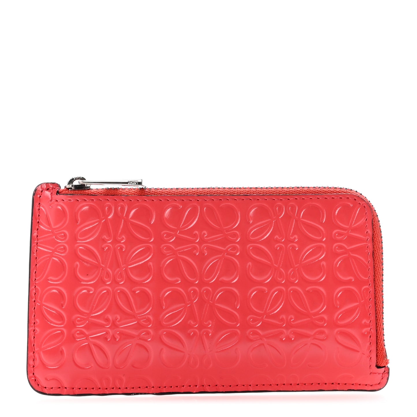 Shiny Calfskin Embossed Repeat Coin Card Holder Pink