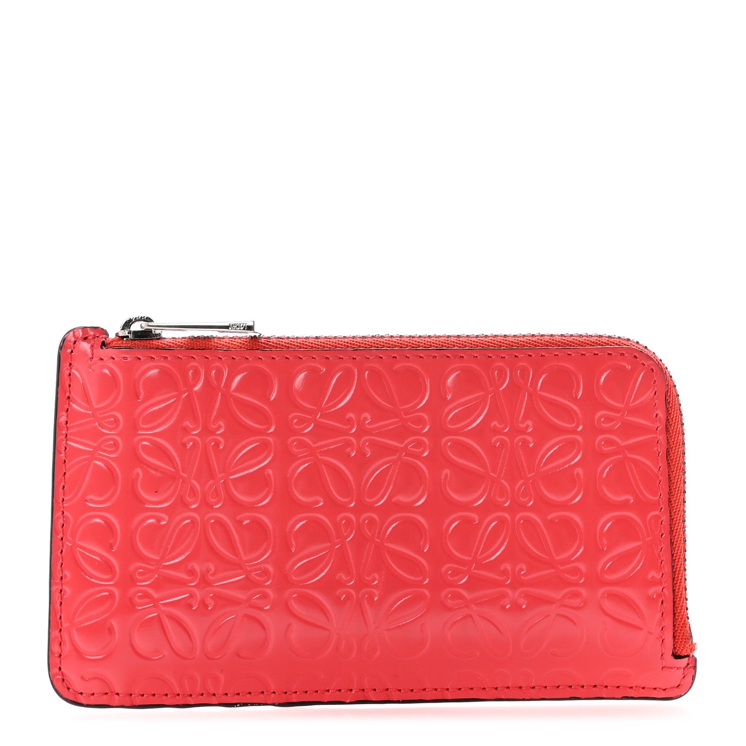 Loewe Shiny Calfskin Embossed Repeat Coin Card Holder Pink 1 of 7
