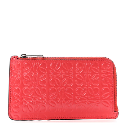 Loewe Shiny Calfskin Embossed Repeat Coin Card Holder Pink 1 of 7
