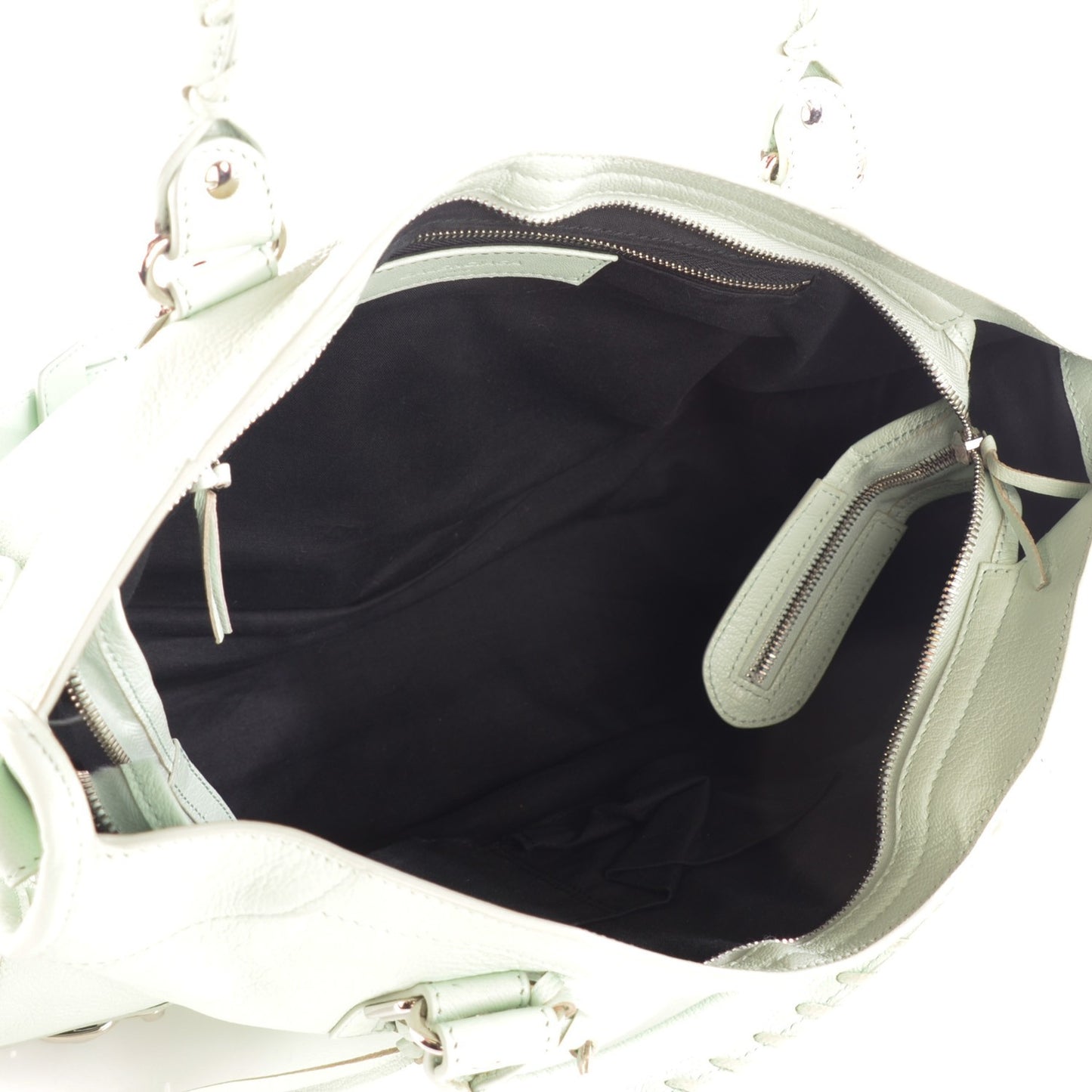 Chevre Silver Metallic Edge Hardware City Vert Anis