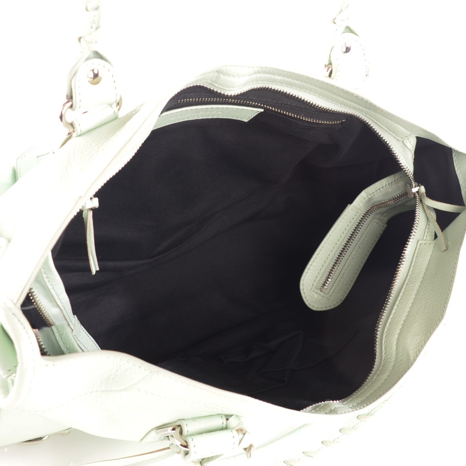 Balenciaga Chevre Silver Metallic Edge Hardware City Vert Anis 7 of 9