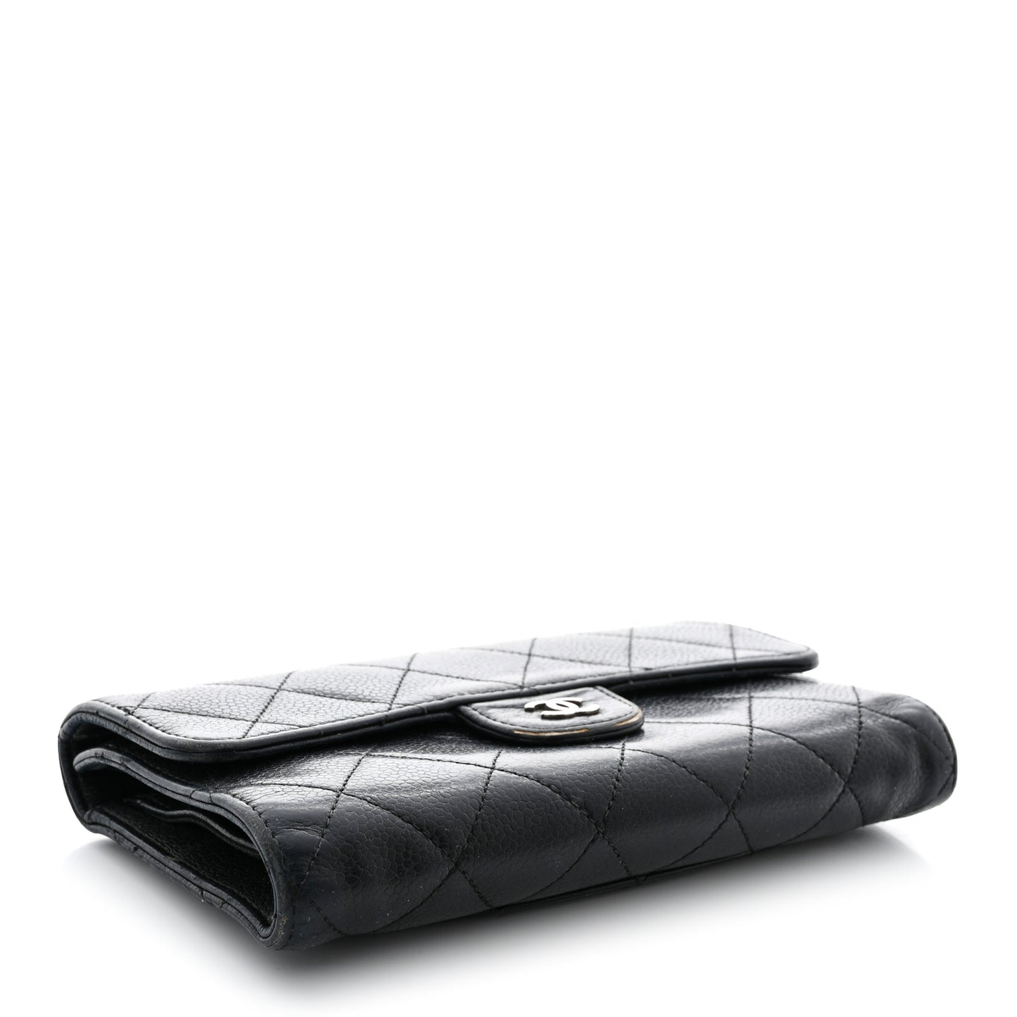 Caviar Quilted Large Flap Wallet Black