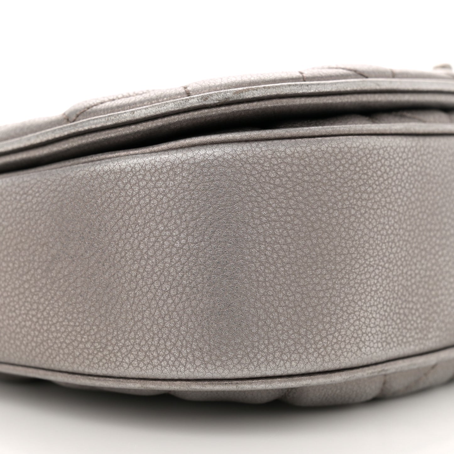 Metallic Calfskin Quilted Casual Pocket Messenger Flap Silver
