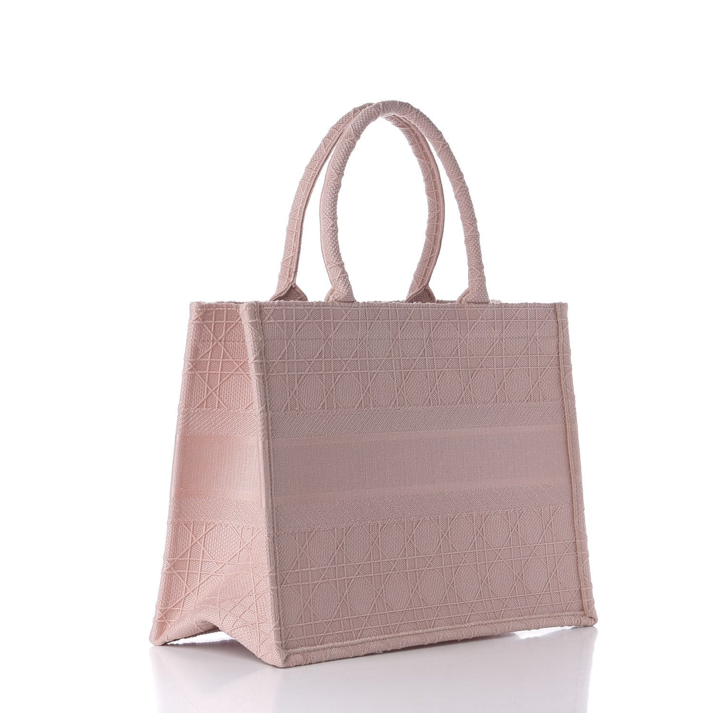 Canvas Embroidered Cannage Medium Book Tote Bois De Rose