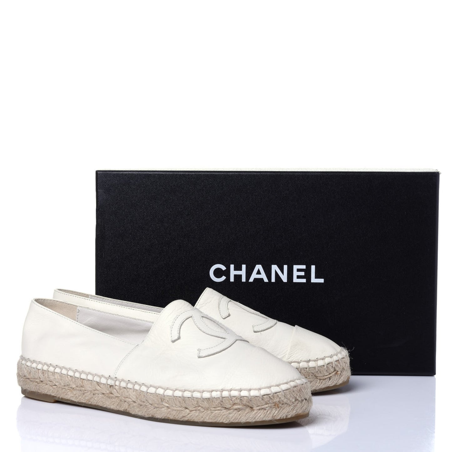 Calfskin CC Espadrilles 38 Ivory