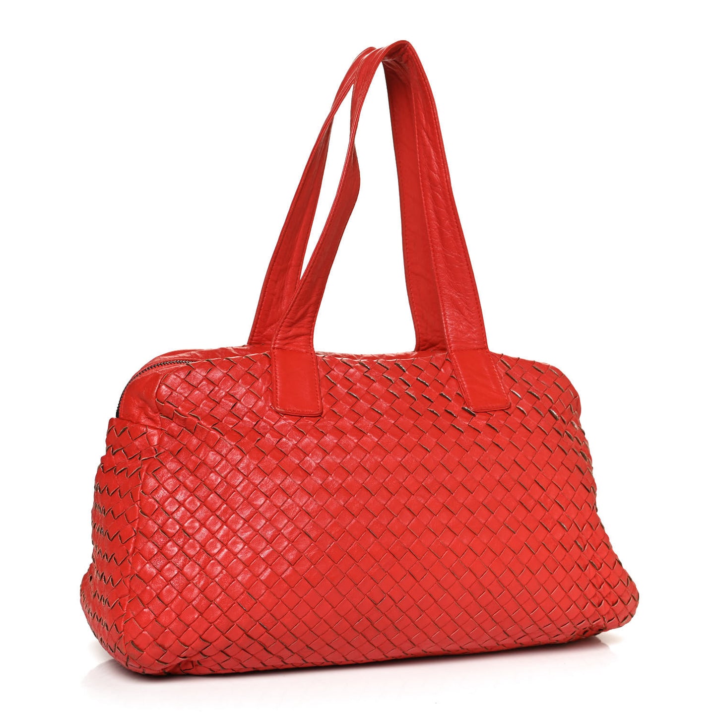 Nappa Intrecciato Shoulder Bag Red