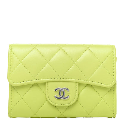 Chanel Lambskin Quilted Flap Card Holder Wallet Yellow 1 of 12