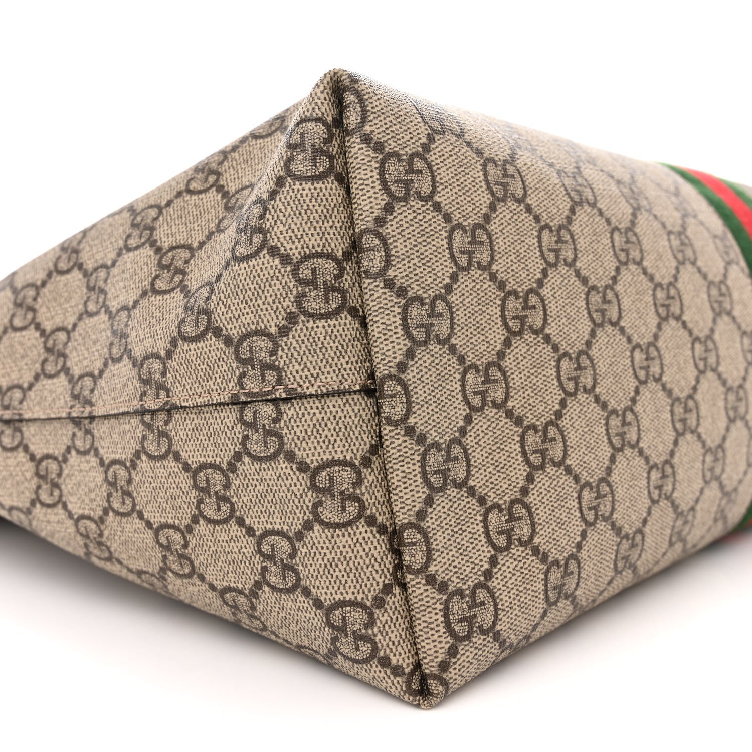 Gucci GG Supreme Monogram Textured Calfskin Web Medium Ophidia Shopping Tote Beige Ebony New Acero 10 of 11