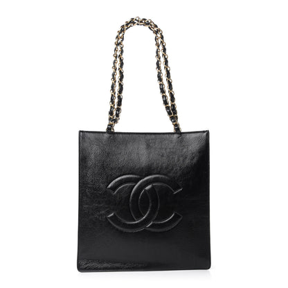 Chanel Shiny Aged Calfskin North South Shopping Bag Black 1 of 11