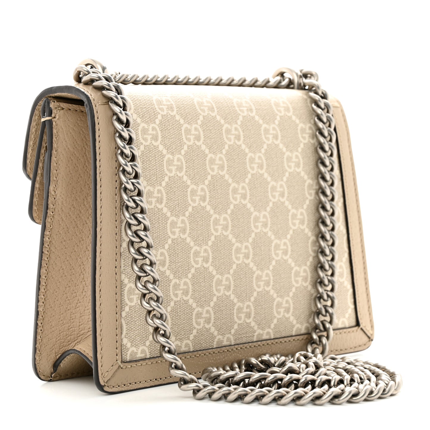 GG Supreme Monogram Textured Dollar Calfskin Mini Dionysus Shoulder Bag Beige Mystic White Oatmeal
