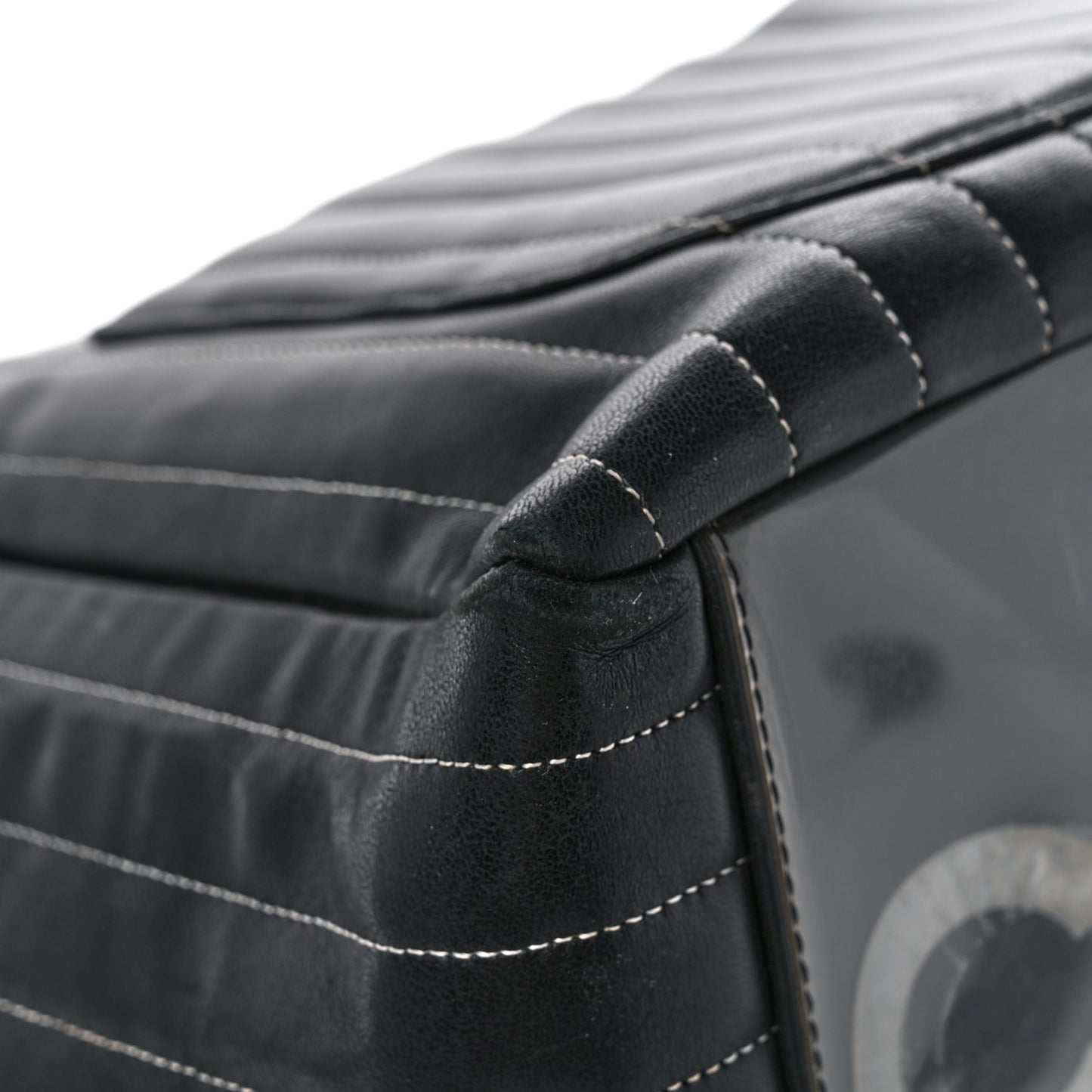 Lambskin Vertical Quilted Large Mademoiselle Tote Black