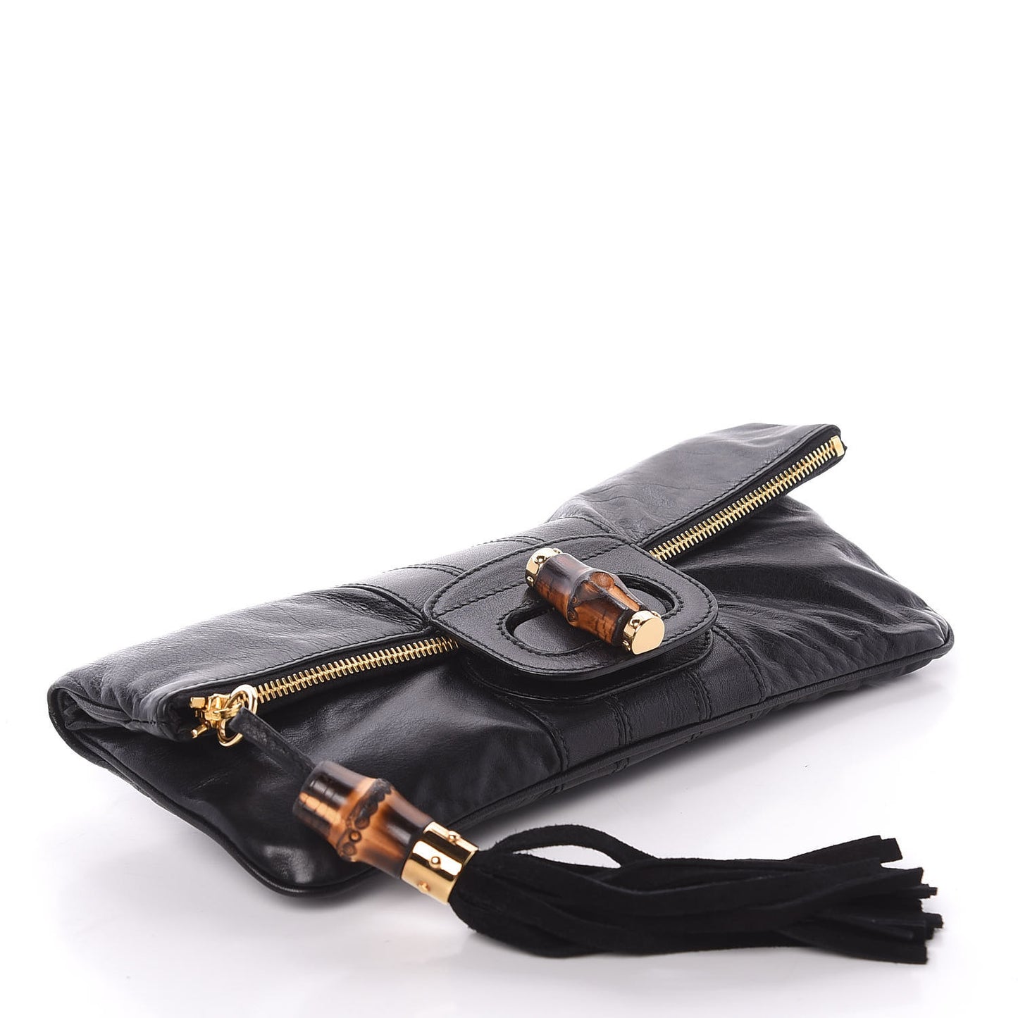 Calfskin Lucy Folded Clutch Black