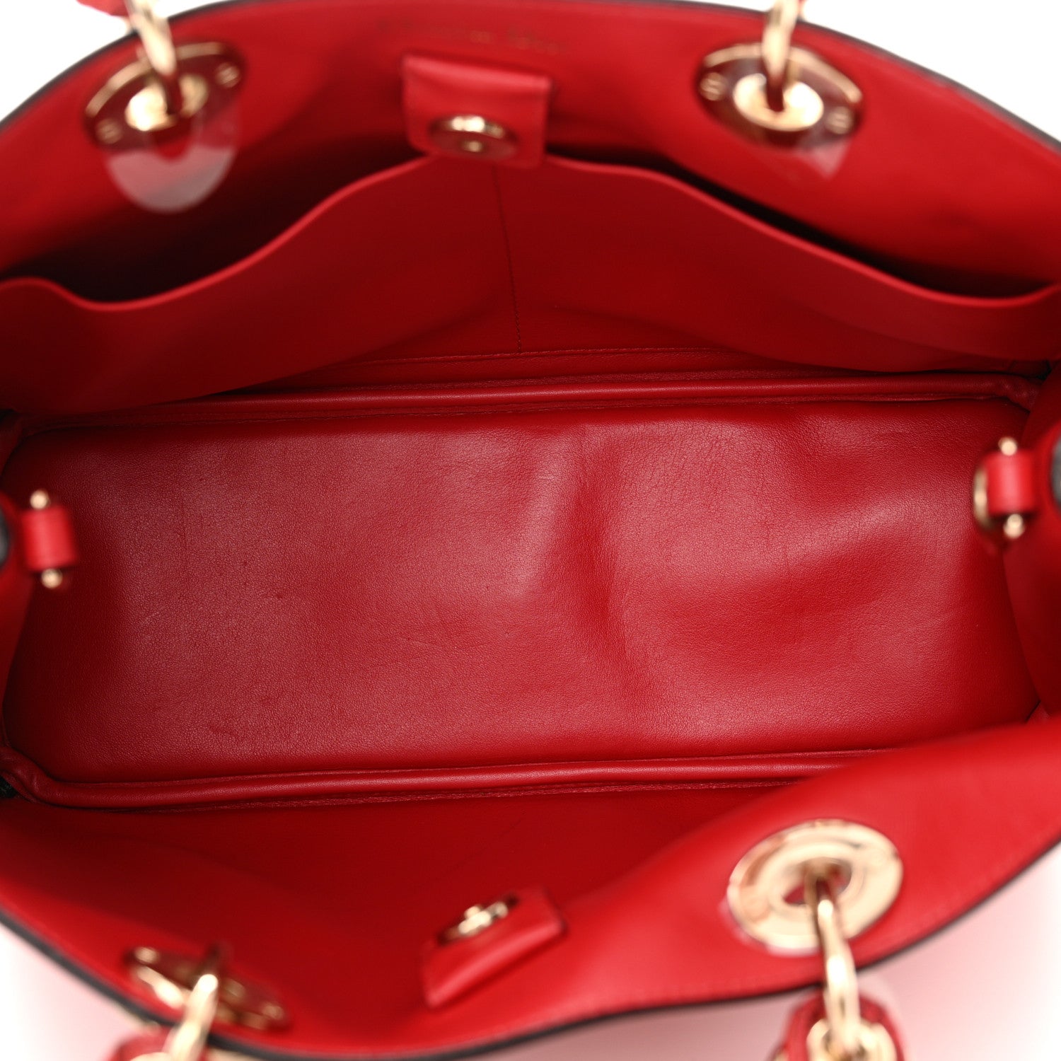 Christian Dior Calfskin Snakeskin Medium Diorissimo Tote Red 5 of 13