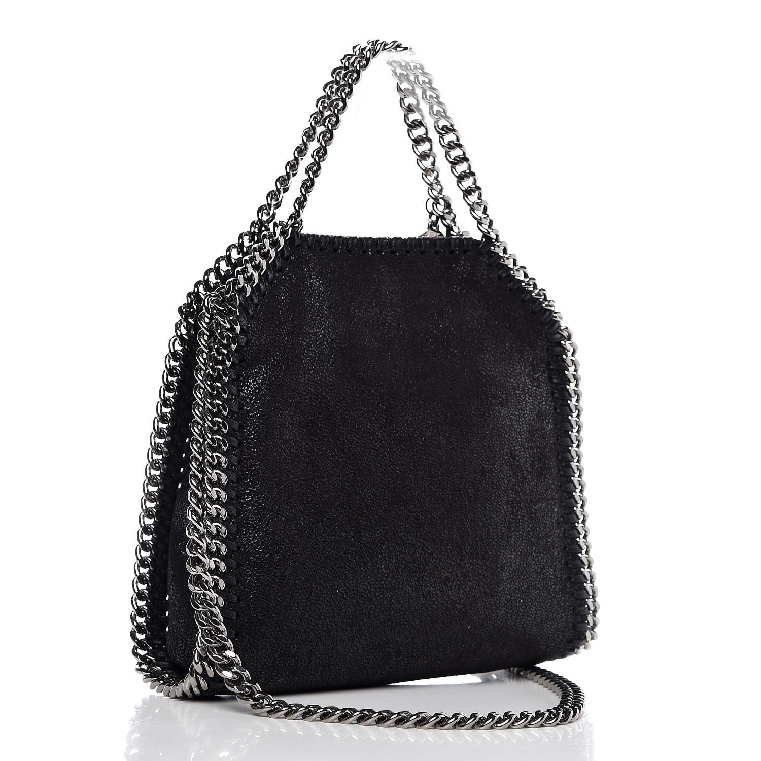 Stella McCartney Shaggy Deer Crystal Stones Heart Tiny Falabella Tote Black 3 of 9
