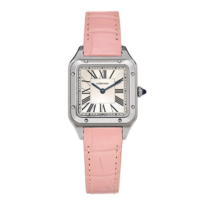 Cartier Stainless Steel Alligator 27.5mm Santos Dumont Quartz Watch Pink 1 of 7