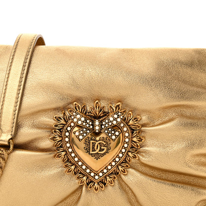 Dolce & Gabbana Calfskin Devotion Clutch With Chain Gold 7 of 10