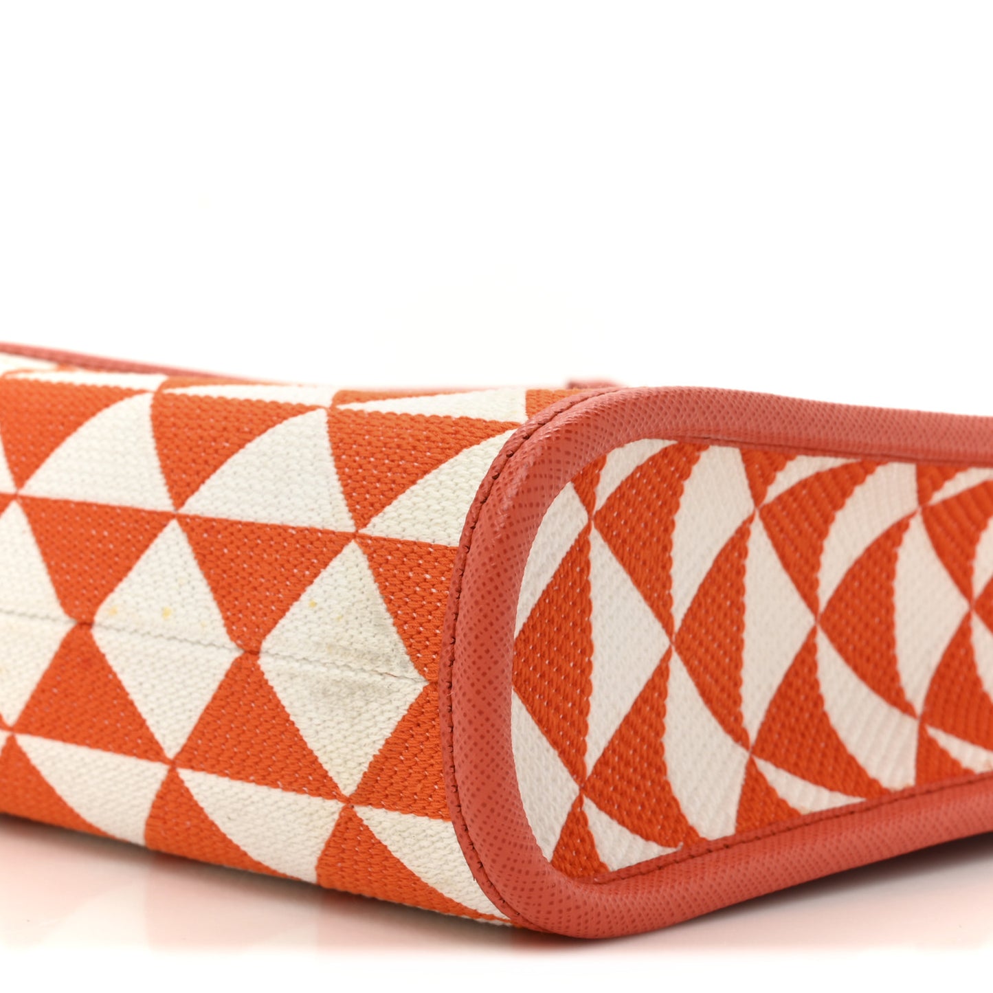 Jacquard Saffiano Triangolo Symbole Embroidered Micro Tote Arancio White