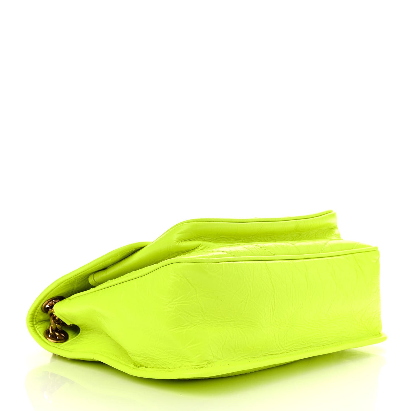 Crinkled Calfskin Matelasse Monogram Medium Niki Chain Satchel Neon Yellow
