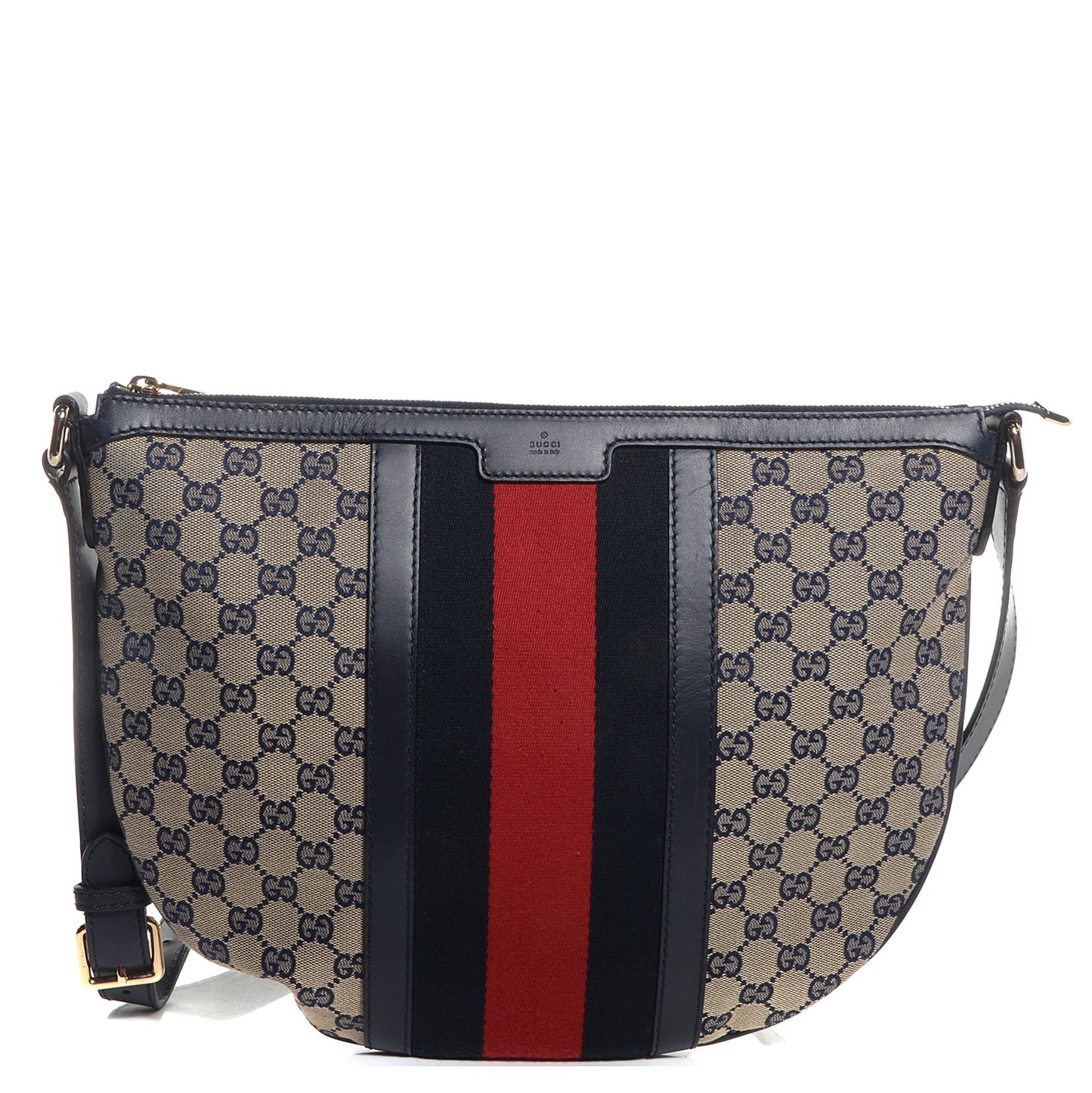 Monogram Vintage Web Medium Half Moon Hobo Navy