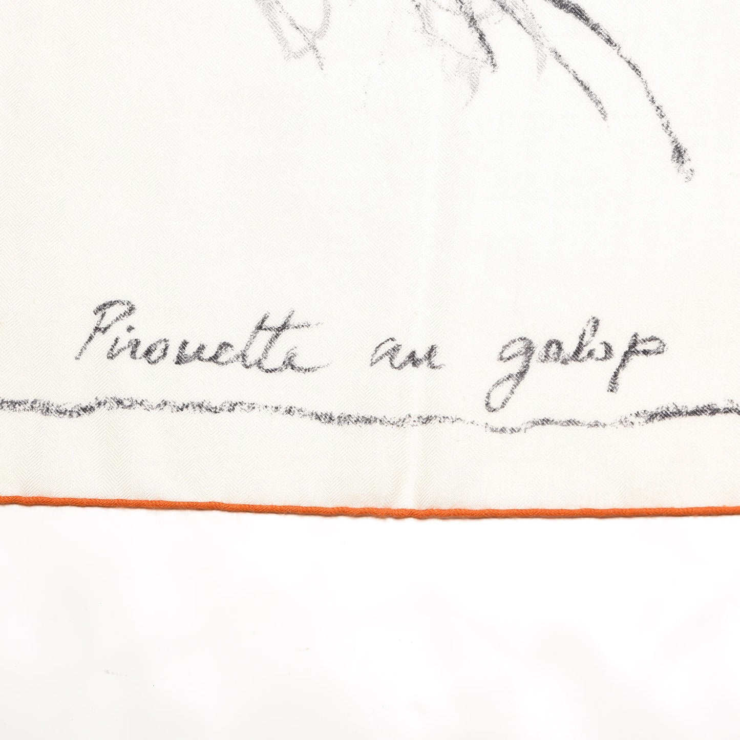 Cashmere Silk Pirouette au Galop Shawl 140 Blanc Noir Gris