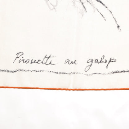 Hermes Cashmere Silk Pirouette au Galop Shawl 140 Blanc Noir Gris 6 of 6