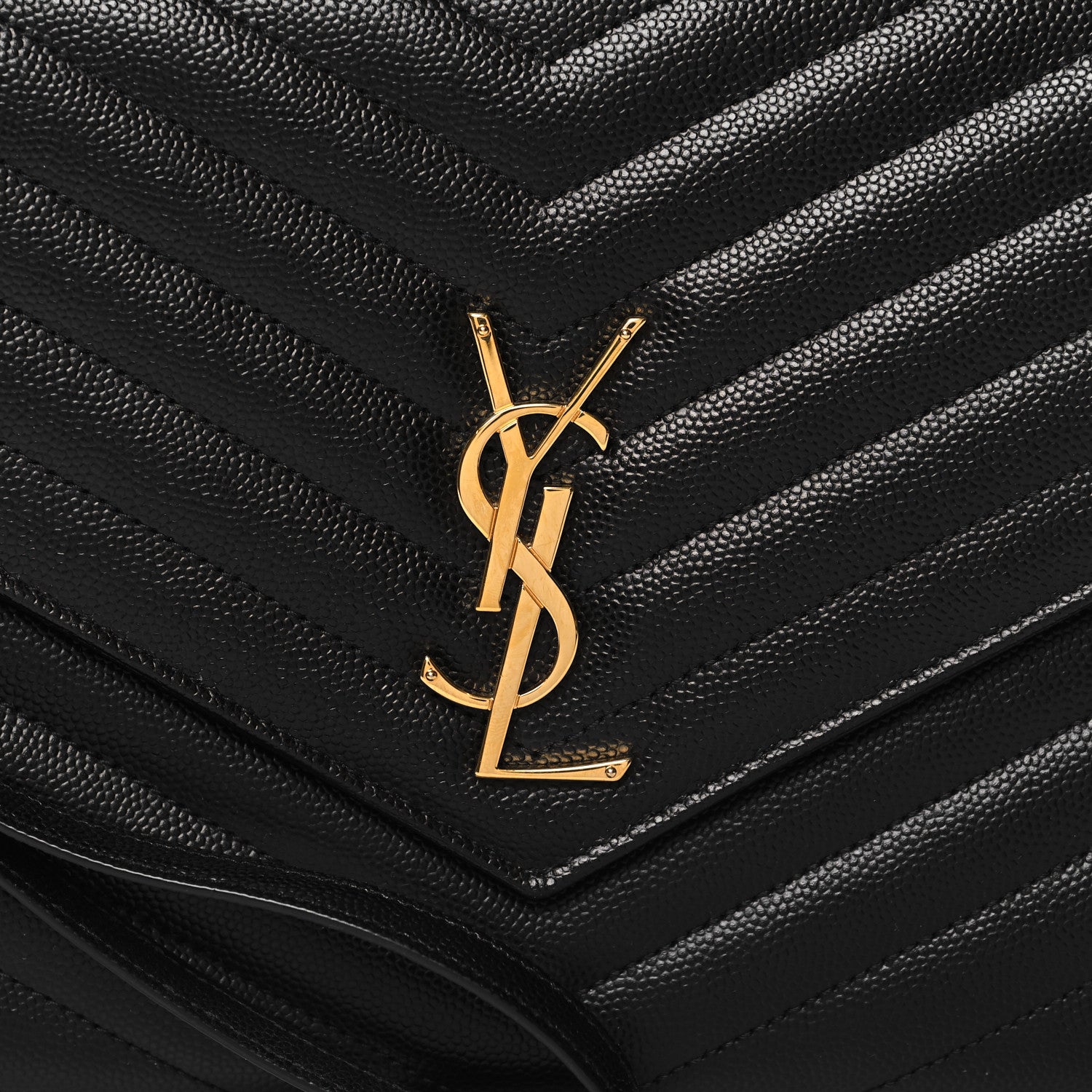 Saint Laurent Grain De Poudre Matelasse Chevron Monogram Envelope Clutch Black 7 of 11