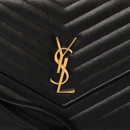 Saint Laurent Grain De Poudre Matelasse Chevron Monogram Envelope Clutch Black 7 of 11