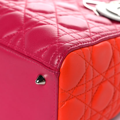 Christian Dior Lambskin Cannage Medium Tri-Color Lady Dior Fuchsia Orange 5 of 37