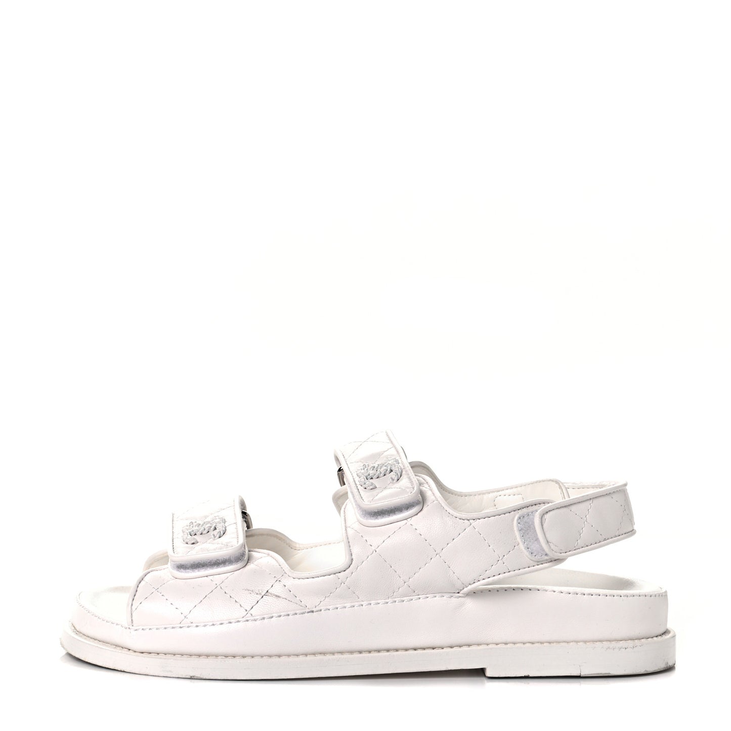 Lambskin Velcro Dad Sandals 36 White
