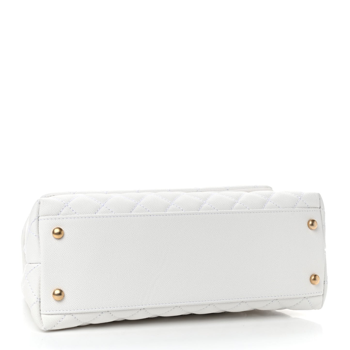 Caviar Lizard Quilted Small Coco Handle Flap White Beige