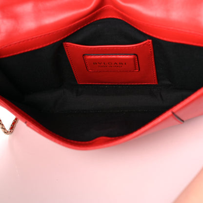 Bulgari Calfskin Serpenti Forever Flap Clutch Ruby Red 4 of 9