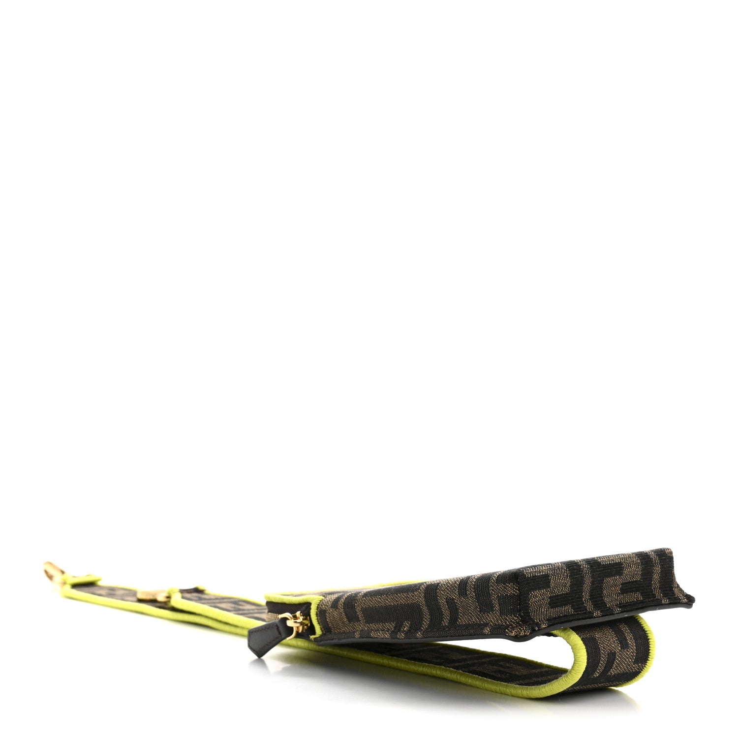 Fendi Fabric Jacquard FF 1974 Cell Pocket Strap You Tobacco Moro Giallo Fluo 4 of 15