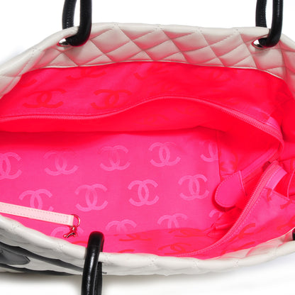 Chanel Calfskin Quilted Large Cambon Tote White Black 6 of 9