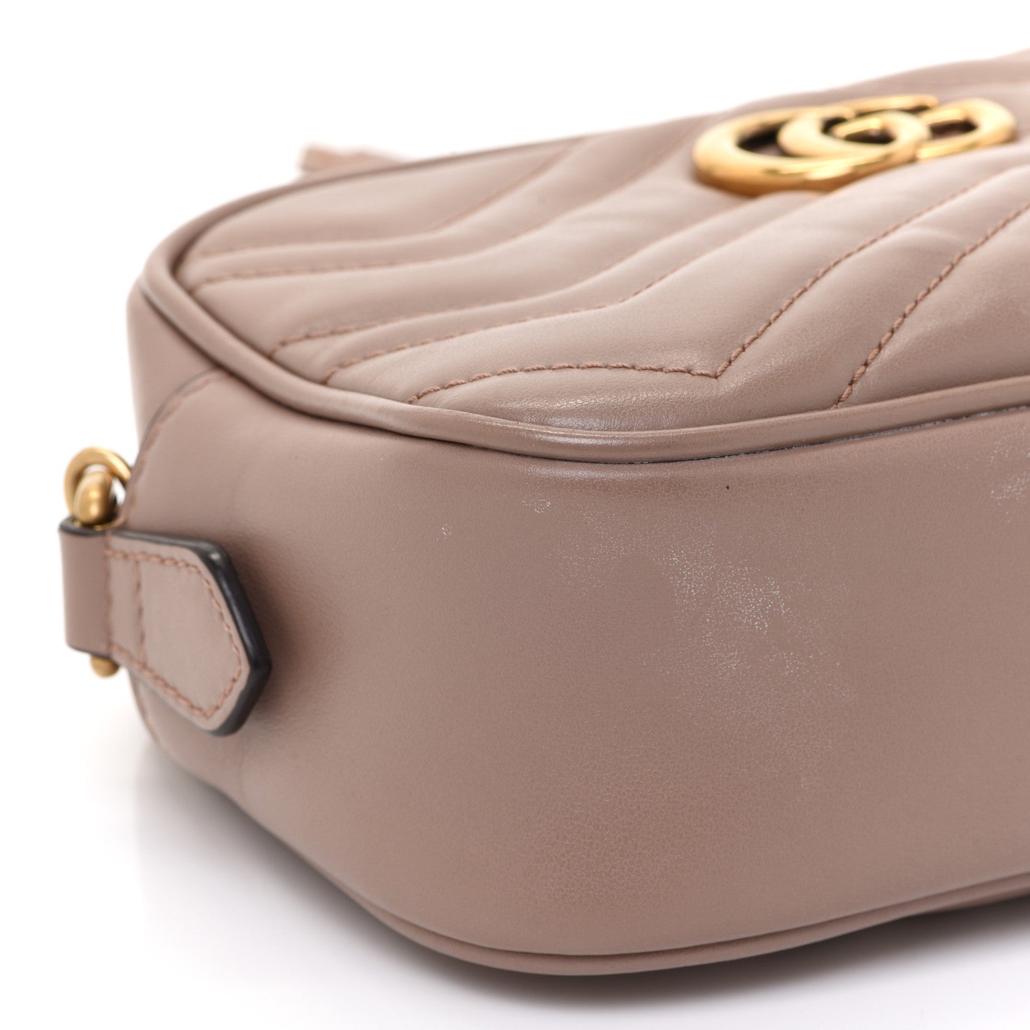 Gucci Calfskin Matelasse Mini GG Marmont Chain Shoulder Bag Porcelain Rose 10 of 12