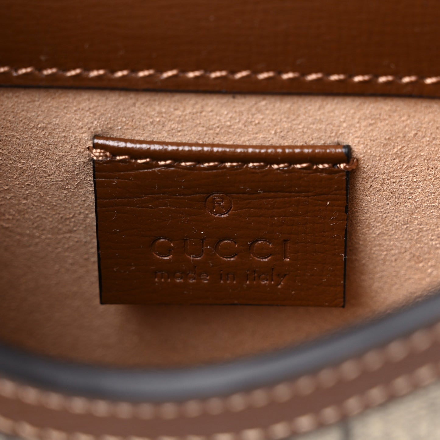 GG Supreme Monogram Mini Horsebit 1955 Crossbody Bag Beige Brown Sugar