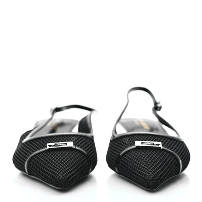 Saint Laurent Mesh Oxalis Slingback Pumps 37 Black 2 of 8