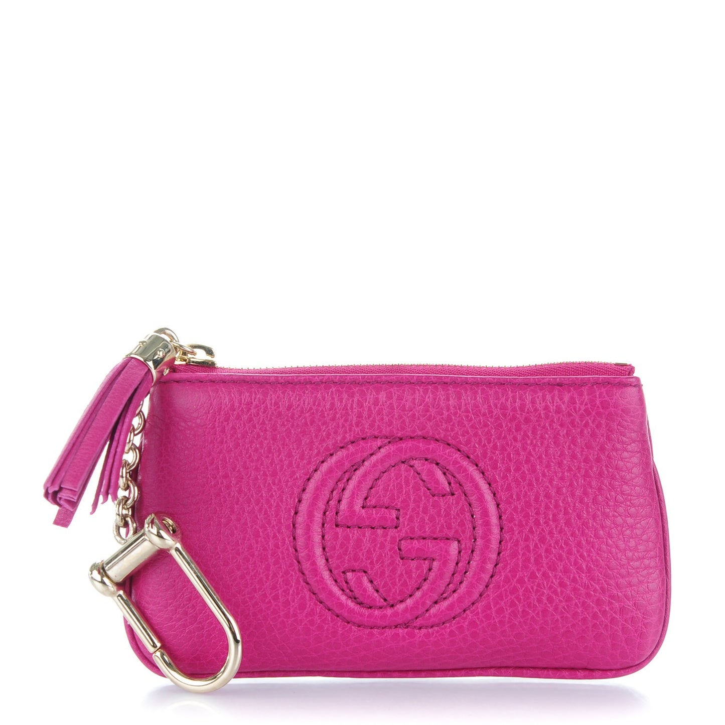 Pebbled Calfskin Soho Key Case Bright Bougainvillea
