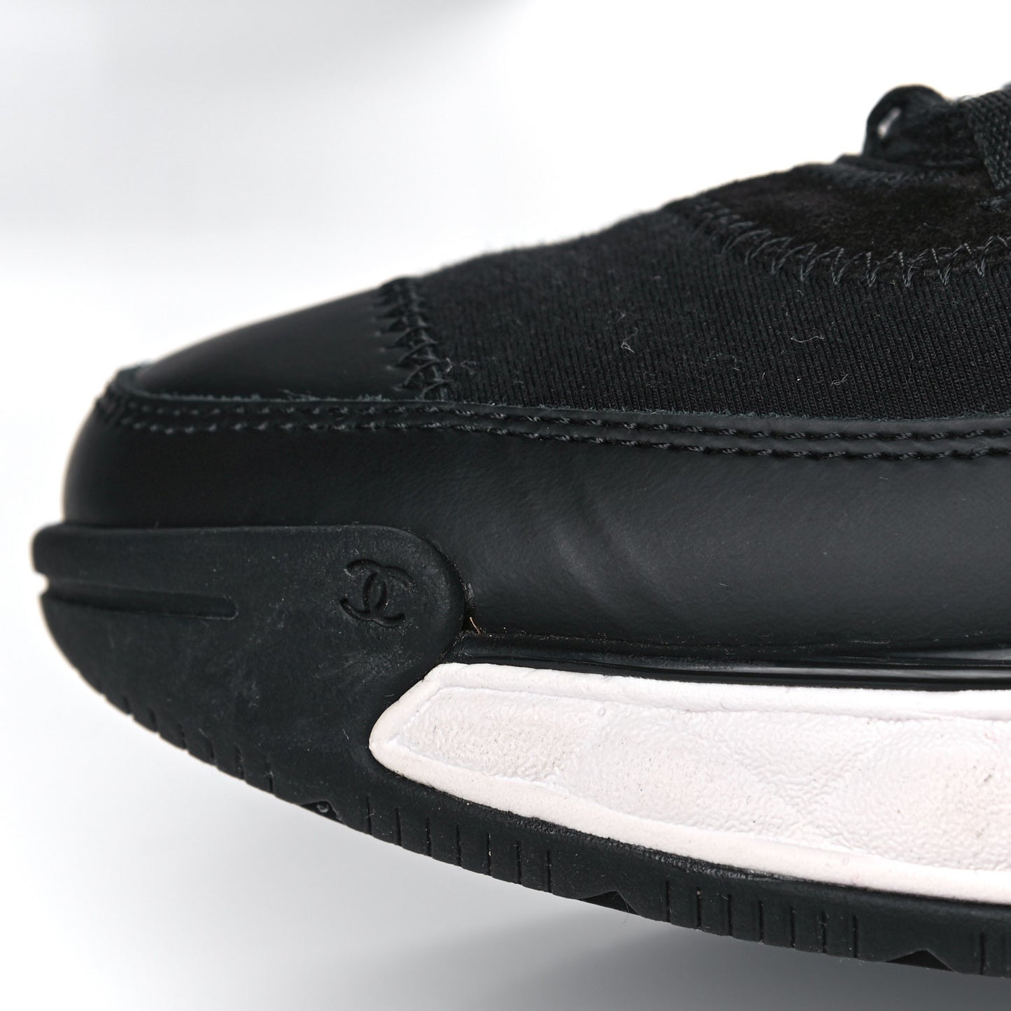Velvet Calfskin Mixed Fibers CC Sneakers 39.5 Black