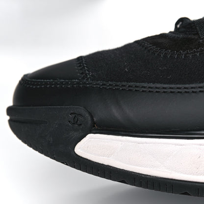 Chanel Velvet Calfskin Mixed Fibers CC Sneakers 39.5 Black 11 of 13