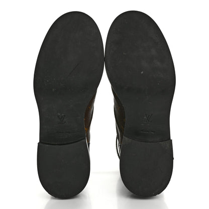 Louis Vuitton Calfskin Monogram Wonderland Flat Ranger Boots 37.5 Black 5 of 9